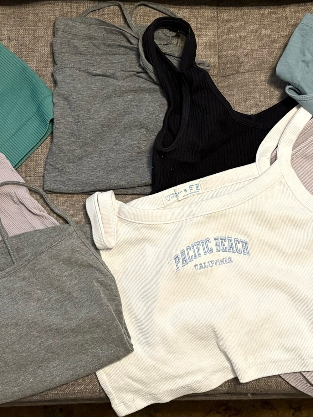 Pacific Beach White Ribbed Tank Top - Women's Crop Tank